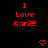 Red pixelated text and heart symbols repeat across a black background with partial gray overlay in bottom-right corner.