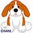 Pixelated dog with brown ears and white body sits against black background, pink text reads 'I Luv Webkinz' in vertical alignment.