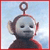 Pixelated character with smooth rounded head, dark body, and single antenna-like protrusion on top, set against light blue background with red border.