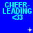 Blue background with repeated 'CHEER-LEADING' text and fish icons, featuring animated white star-like shapes in different positions across frames.