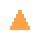 Two pixelated pyramid shapes side-by-side on a gray background, one orange and one blue.
