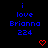 Blue text reads 'i love Brianna 224' with red heart and arrow symbols on black background, showing animation changes in symbol positions.