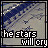 identical pixelated frames showing a cloudy sky with text reading 'the stars will cry' in a retro font