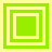 Four green square frames with white borders on a pale yellow background, each with distinct nested square arrangements.