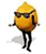 Animated lemon-shaped character with black limbs performs multiple actions including wearing sunglasses, adjusting them, holding a camera, and turning its body.
