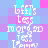 Pixelated text repeats vertically on a pastel background with cyan, pink, and purple squares