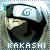 Pixelated icon of a character with dark hair and a white headband featuring a spiral symbol, set against a blurred green background with the text "KAKASHI" below.