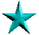 turquoise star icons in various sizes and orientations on a gray background, with some stars appearing as 3D models