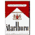 Static pixelated image of a cigarette pack with red and white color scheme, featuring a crest emblem above stylized text.