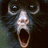 Pixelated monkey face with open mouth and pink text reading 'my heart's with MONKEYS' on black background