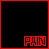 A 4x4 contact sheet of animated frames showing red pixelated text on black backgrounds, each frame containing a single word related to pain or negative emotions.