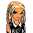 Pixel art contact sheet showing three frames of an animated buddy icon featuring a cartoon character with blonde hair, black clothing, and red text reading "I like to rip tags off of mattresses" across the bottom.