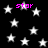 Black background with multiple white stars and four instances of pink text reading 'star' scattered across the image.