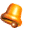 Four pixelated golden bells arranged in a on gray background, each bell showing slight variations in orientation and shading
