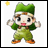 Pixelated anime-style character in green outfit with yellow sun icon on white background, next to black panel with silver text "Anime IM" and "COM".