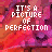 identical pixelated images showing a person with dark hair and red clothing, overlaid with the text "IT'S A PICTURE OF PERFECTION" in white block letters