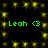 Green text 'Leah <3' appears four times on a black background with yellow star-like sparkles, arranged in two of two