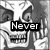 Animated icon with multiple text overlays and shifting visual elements including a skull, spiderweb, blood splatter, and anime-style character.