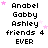 Pixelated text listing names and phrases with pink star accents on a white background, showing animation changes in star positions.