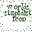 Green pixelated text 'worlds stapled from' on white background with scattered dark green dots, displayed in two identical horizontal sections.