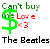 Green dollar sign overlaid on red text 'Love' and 'x3', with green 'Can't buy me Love' above and black 'The Beatles' below.
