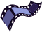 Animated film strip with showing color variations in blue and purple segments against a white background