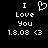 Pixelated text and symbols on black background with a green heart icon above 'I Love You' text.