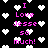 Black background with white pixelated hearts scattered throughout, pink text reading "I Love Jesse so much!" in a vertical arrangement.