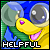 Animated pixel art of a yellow cartoon character with large eyes and pink mouth, wearing green headphones against blue background.