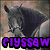 six horse and pony images with colorful text overlays reading 'clayssaw loves horses and ponies!' in various fonts and colors