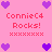 Pixelated pink background with purple hearts and red text reading "ConnieC4 Rocks!" in four identical quadrants.