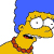 Pixelated yellow-skinned character with blue hair, red necklace, and wide eyes in a static image.