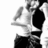 Black-and-white pixelated image of a person in motion with red text on light green background.
