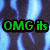 Pixelated text displays 'OMG its' in green with black outline on left and 'Cherish-kinds!' in blue with cyan outline on right against a blurred background.