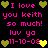 Pixelated text and heart symbols on a black background with pink, yellow, and green elements.