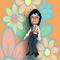 Animated sequence of a cartoon character in various poses against an orange floral background with blue, green, and pink flowers.
