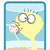 Yellow cartoon character with large eyes holding a pink ice cream cone inside a blue frame.