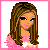 Pixel art contact sheet of a female character in various poses and text frames with pink accents, displayed on a gray background.