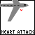 Gray airplane icon with red heart symbols floating around it, labeled 'HEART ATTACK' below in pixelated text.