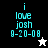 Pixelated cyan text reads 'i love josh 9-20-08' with a white star on black background and a black star on white background.