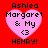 Four identical pixelated heart-shaped icons on red background with text 'Ashlea Margaret & My <3 HENRY!' in black block letters.