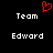 Red pixelated heart symbol above white text reading 'Team' and 'Edward' on black background.