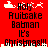 Red background with pixelated text and icons showing 'Holy Fruitcake Batman It's Christmas!!!' and a ship, reindeer, and snowflake pattern. The text and icons shift slightly between frames.