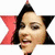 Animated star-shaped icon with a woman's face and hand gestures, transitioning to a yellow star logo on black background.