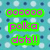 Pixelated green text boxes on a blue patterned background display 'oooooo', 'polka', and 'dots!!' in pink lettering with brown outlines.