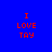 Blue background with red pixelated text reading "I LOVE TAY" arranged in four identical quadrants.