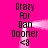 A bright pink background displays repeated text "Grazy For Dan Dooner <8" with a white light effect moving horizontally across the image.