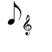A gray background displays scattered black and red musical notes with treble clefs, some of which change color from black to red.