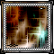 Animated icon with glowing cyan light effects over a blurred brown and beige background, framed by black-and-white checkered border.