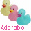 Animated contact sheet of three frames showing rubber duckies with text and heart symbol changes.